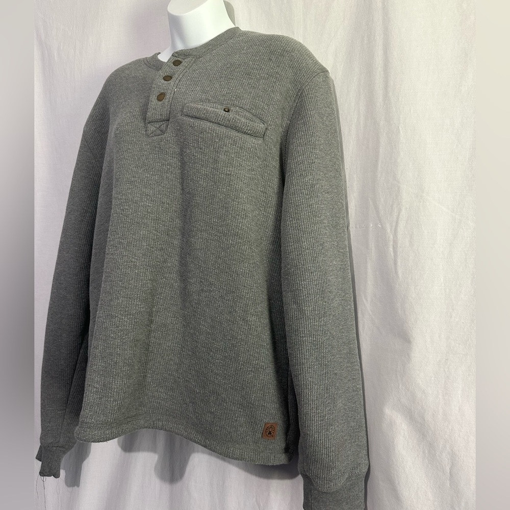 Coleman Gray Waffle-Knit Henley w/ Sherpa Lining – Size L - Picture 2 of 4
